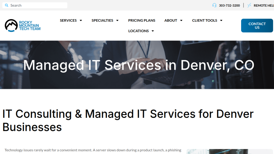 Screenshot of the Rocky Mountain Tech Team website