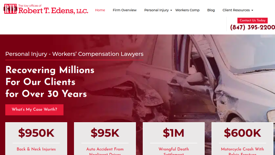 Screenshot of the The Law Offices of Robert T. Edens, PC website