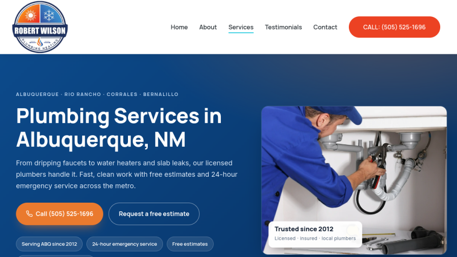 Robert Wilson Plumbing Heating & Air Conditioning LLC website