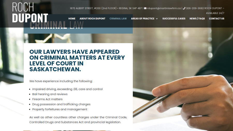 Screenshot of the Roch Dupont website