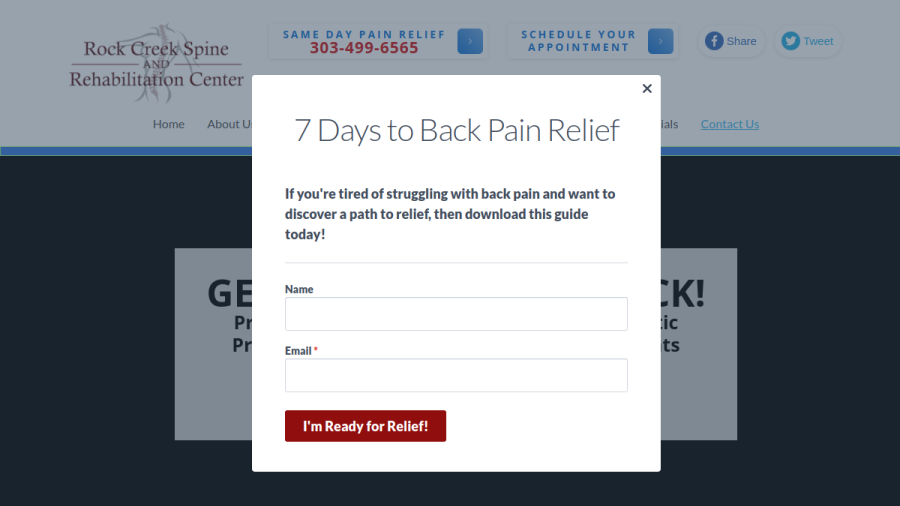 Rock Creek Spine & Rehabilitation Center website