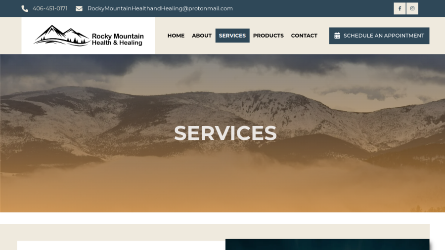 Screenshot of Rocky Mountain Health and Healing website