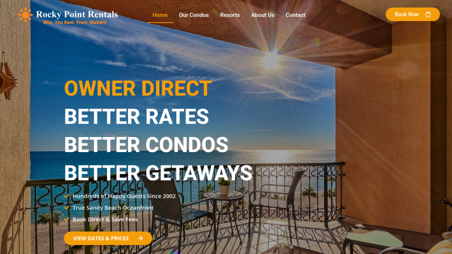 Screenshot of the Rent My Rocky Point Condos website