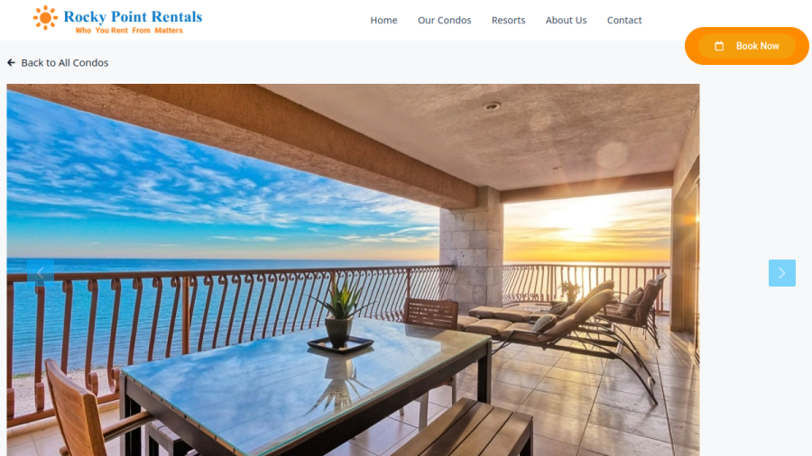Screenshot of the Rent My Rocky Point Condos website