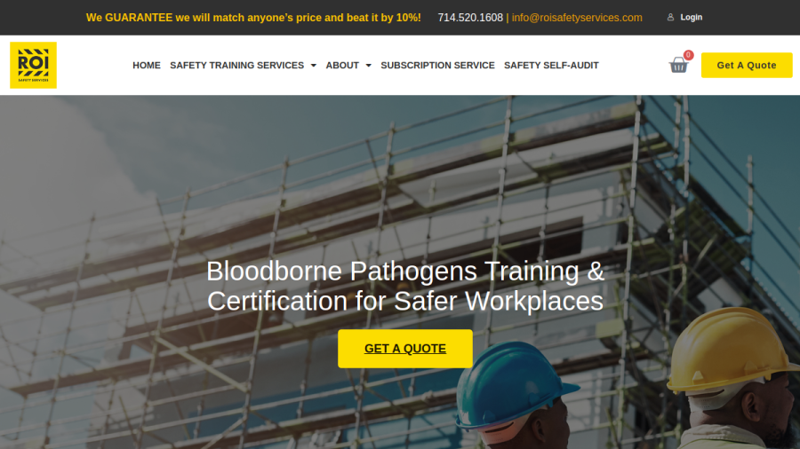 ROI Safety Services website
