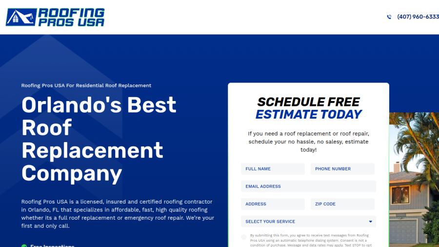 Roofing Pros, USA website