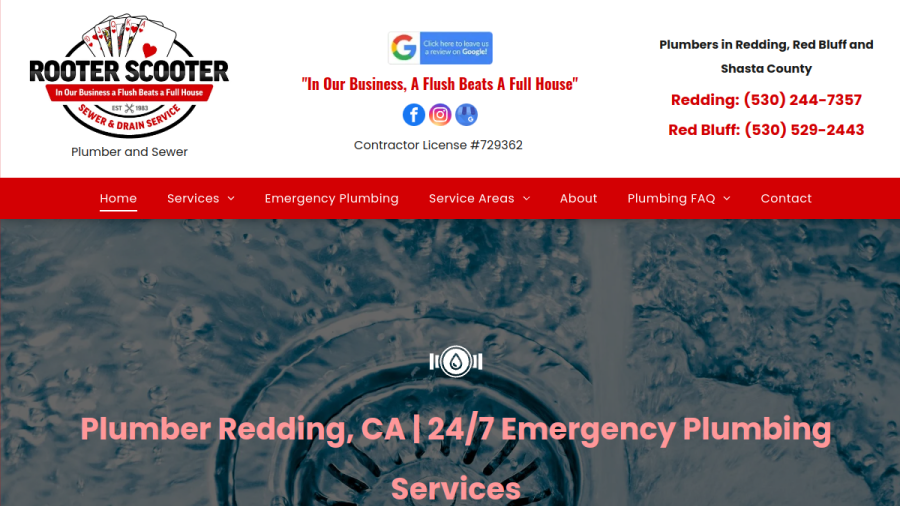 Screenshot of the Rooter Scooter Sewer & Drain Service website