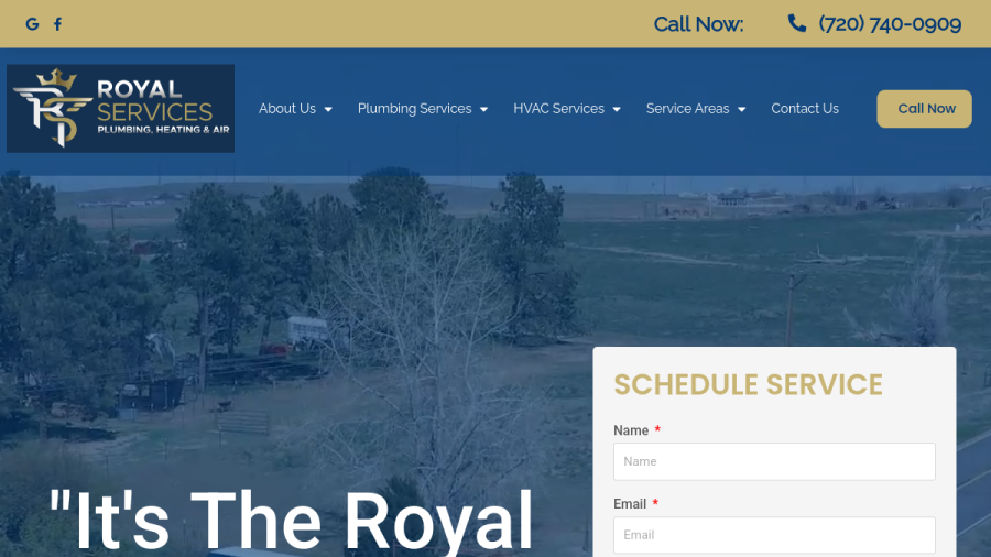 Royal Services Plumbing, Heating, & Air website