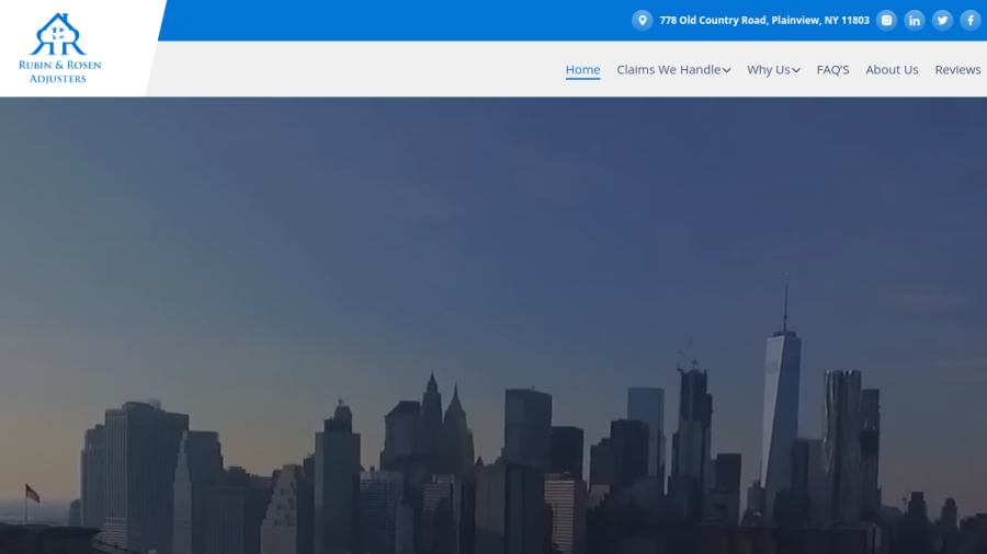 Screenshot of the Rubin & Rosen Adjusters website