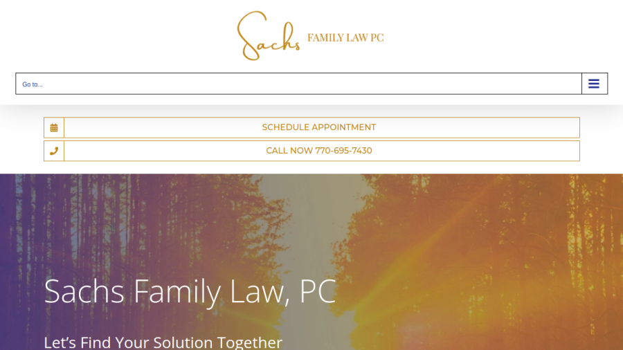 Screenshot of the Sachs Family Law, PC website