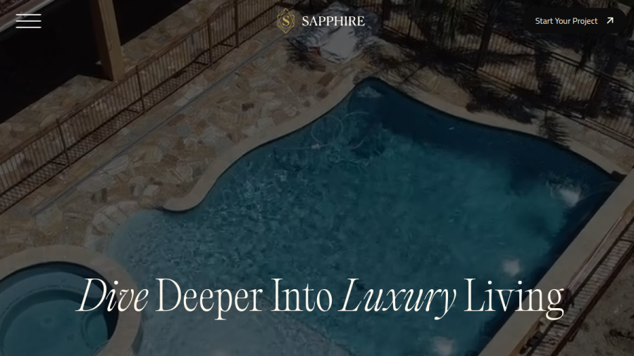 Screenshot of the Sapphire Pools and Spas website