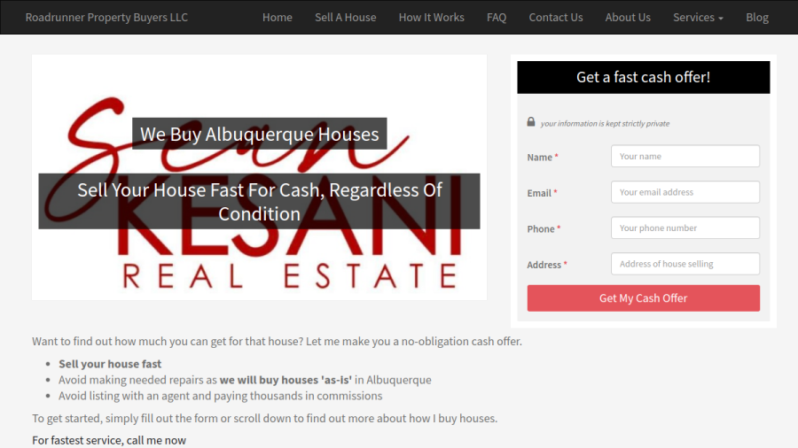 Sean Kesani Real Estate Offers House Buying Company In Albuquerque NM website