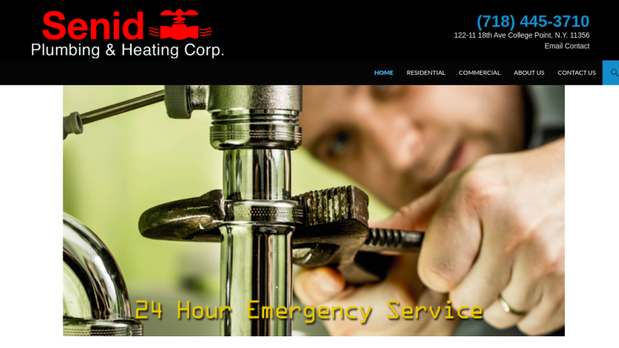 Screenshot of the Senid Plumbing and Heating Corp website