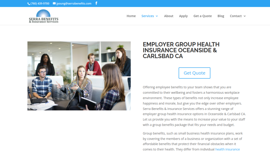 Serra Benefits & Insurance Services website