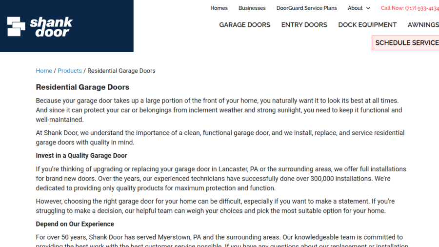 Shank Door website