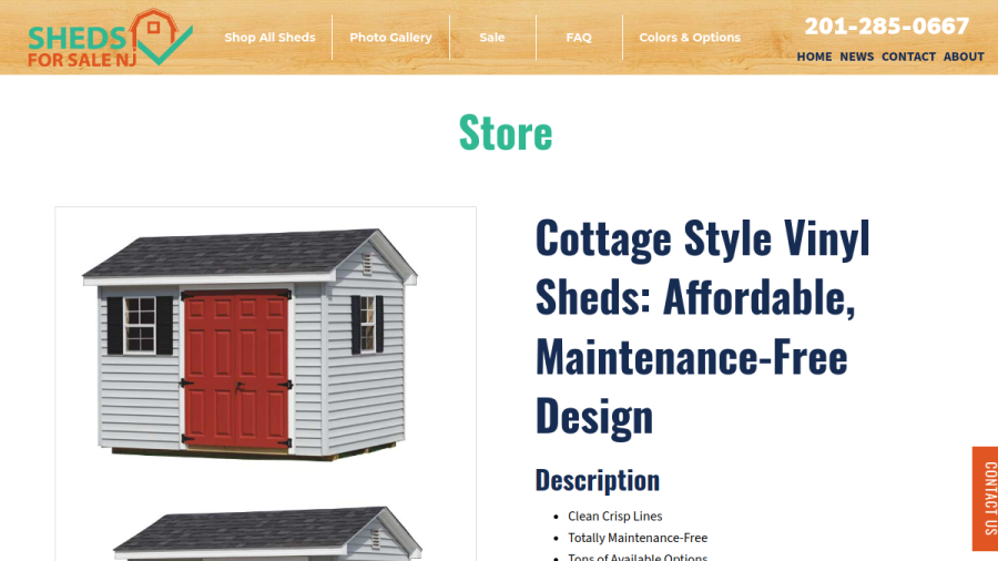 Screenshot of Sheds For Sale NJ website