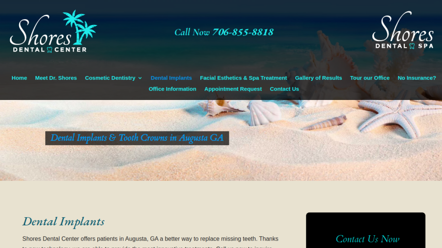 Dr. Shores & Dental Center website screenshot