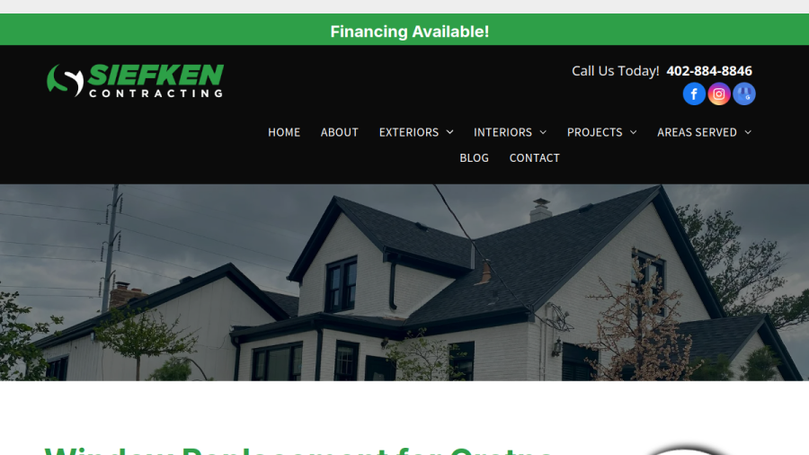 Screenshot of the Siefken Contracting website