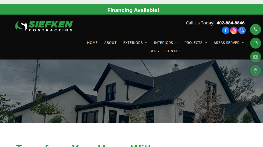 Screenshot of Siefken Contracting website