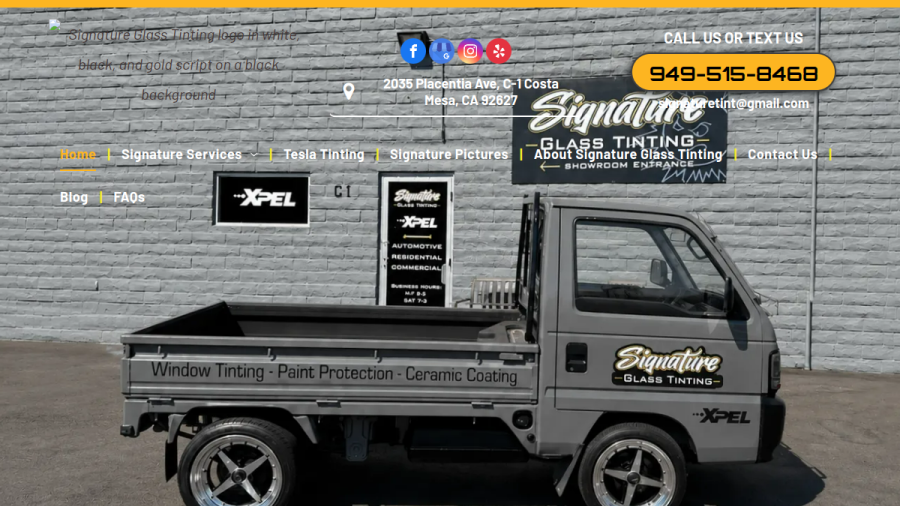 Screenshot of Signature Glass Tinting website