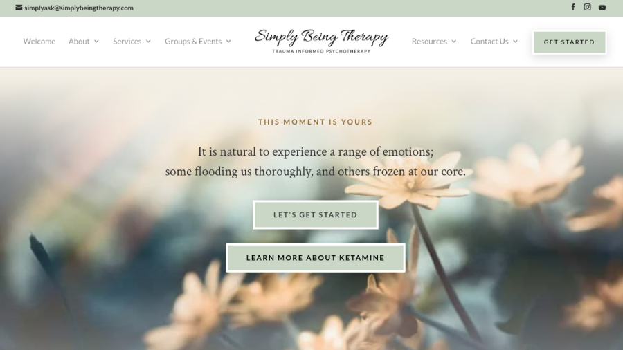 Screenshot of the Simply Being website