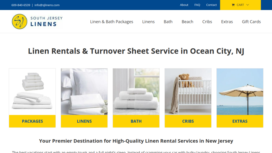 South Jersey Linens website