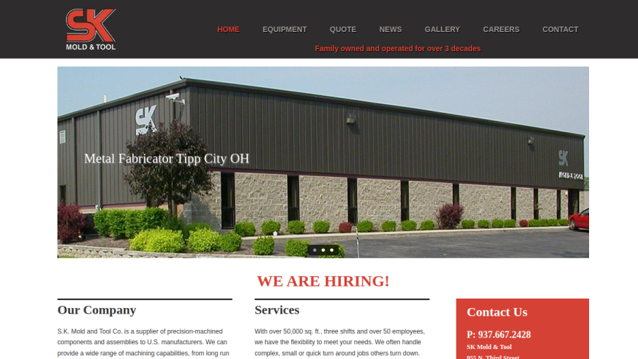 Screenshot of the SK Mold & Tool website