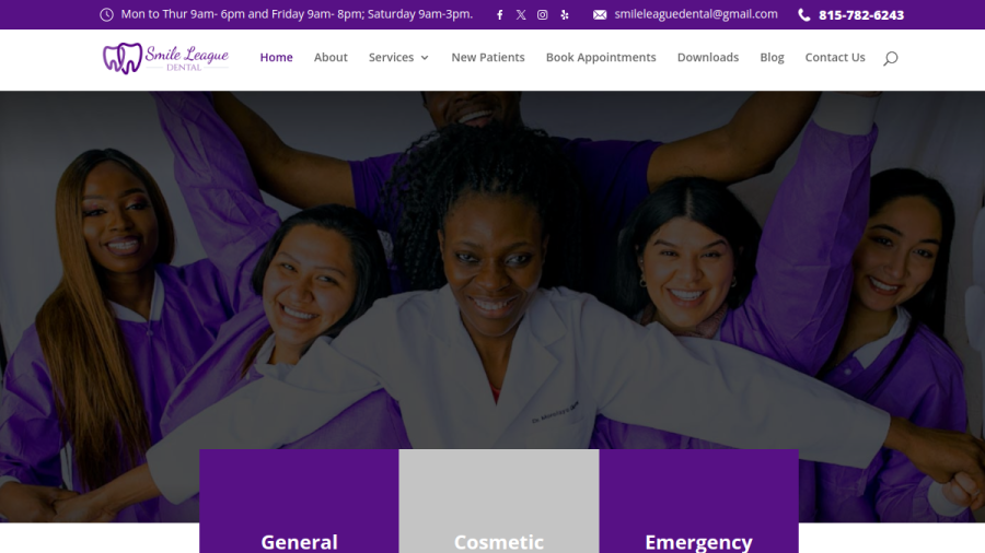Screenshot of the Smile League Dental website