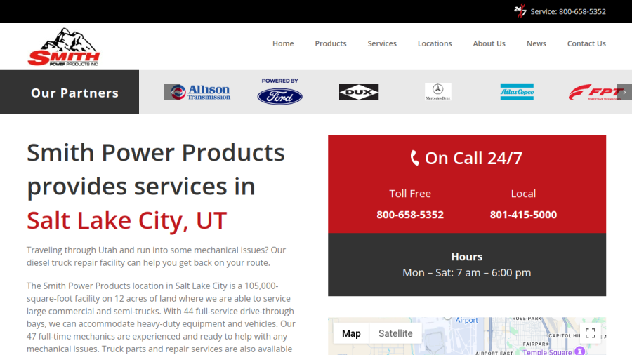Website screenshot of Smith Power Products, Inc.