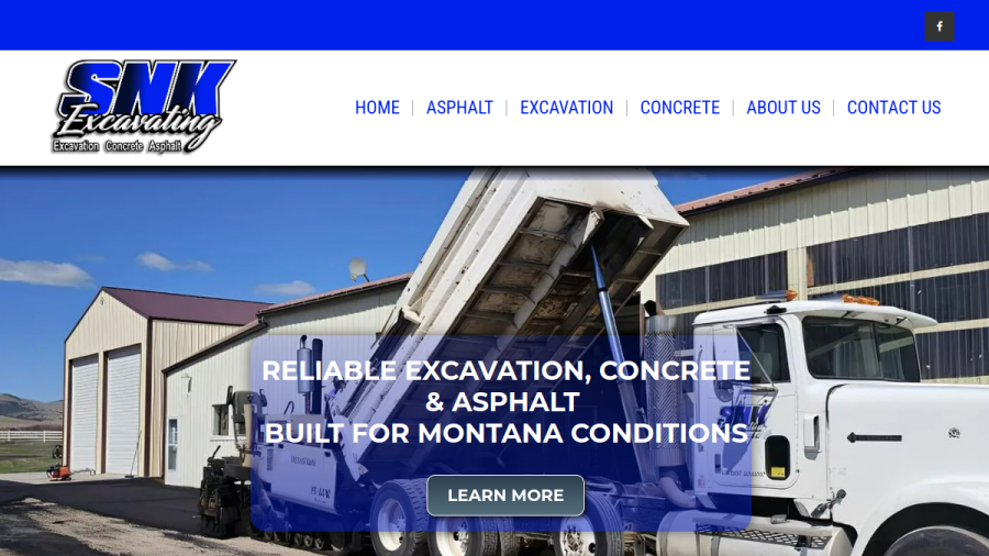 SNK Excavating, Concrete & Asphalt website