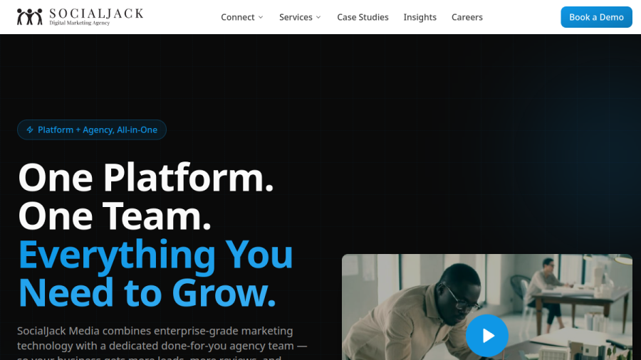 Screenshot of the SocialJack Media website