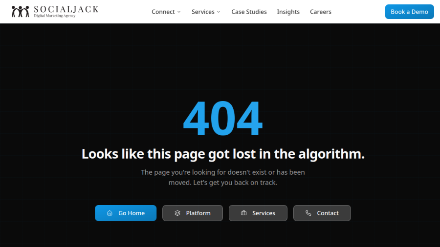 Screenshot of the SocialJack Media website