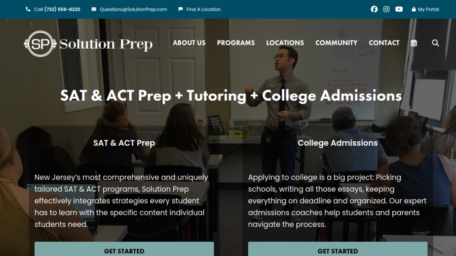 Screenshot of the Solution Prep website