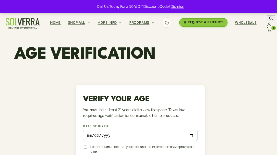 Screenshot of the Solverra Holistics International website