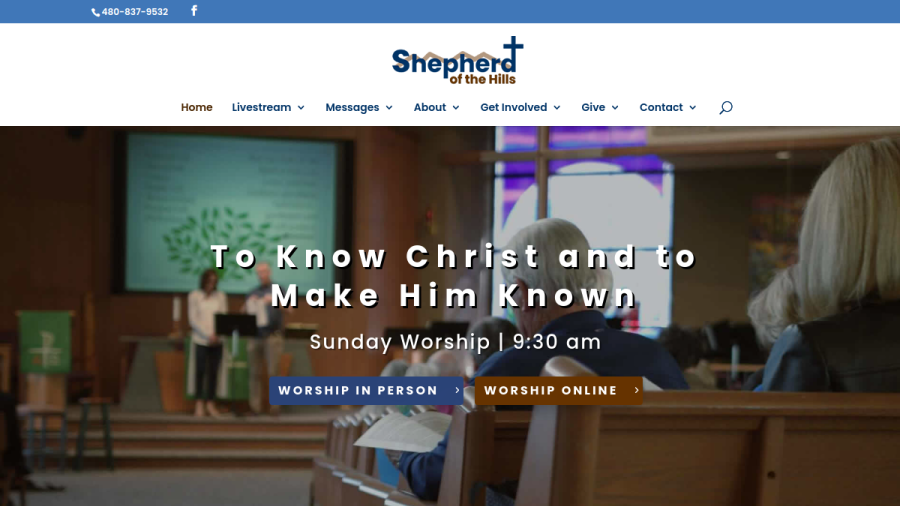 Screenshot of the Shepherd of the Hills Lutheran Church website