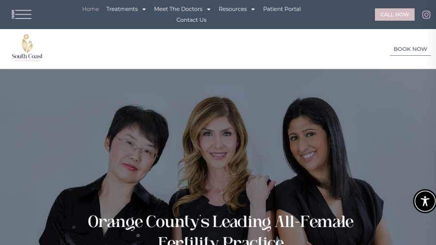 Screenshot of the South Coast Fertility Specialists website