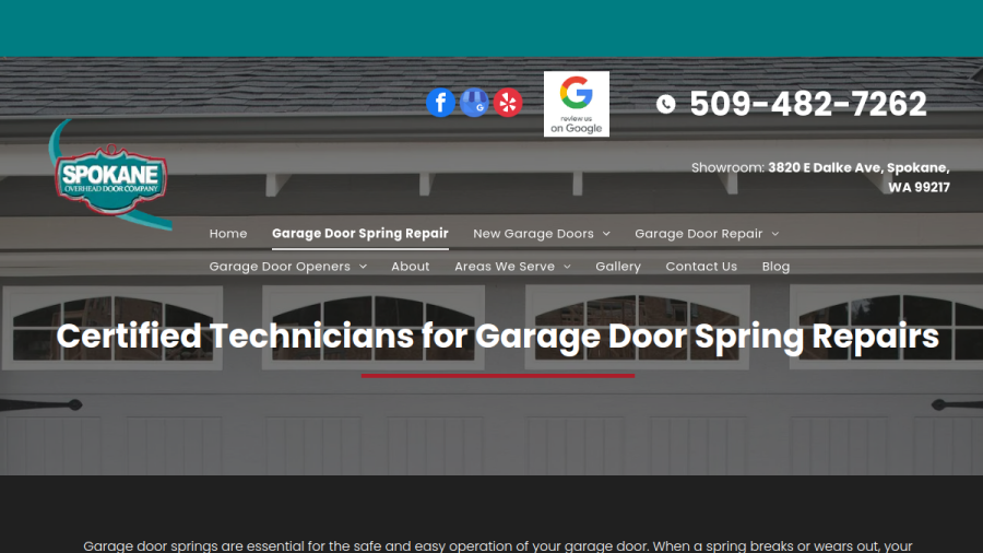 Screenshot of Spokane Overhead Door Co website