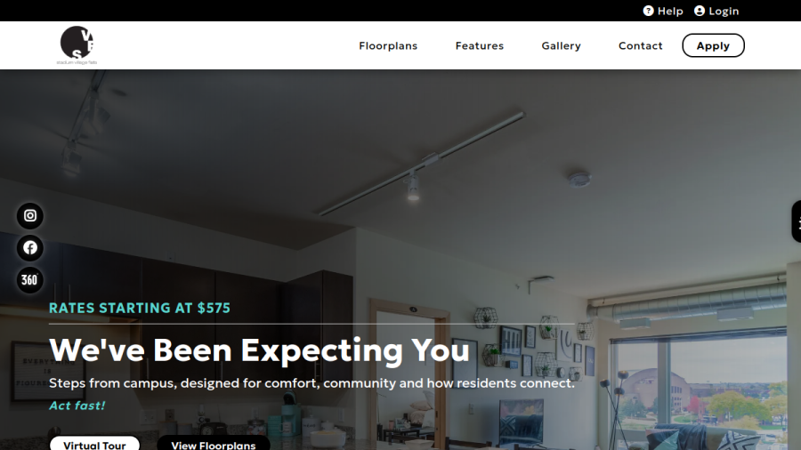 Screenshot of the Stadium Village Flats website