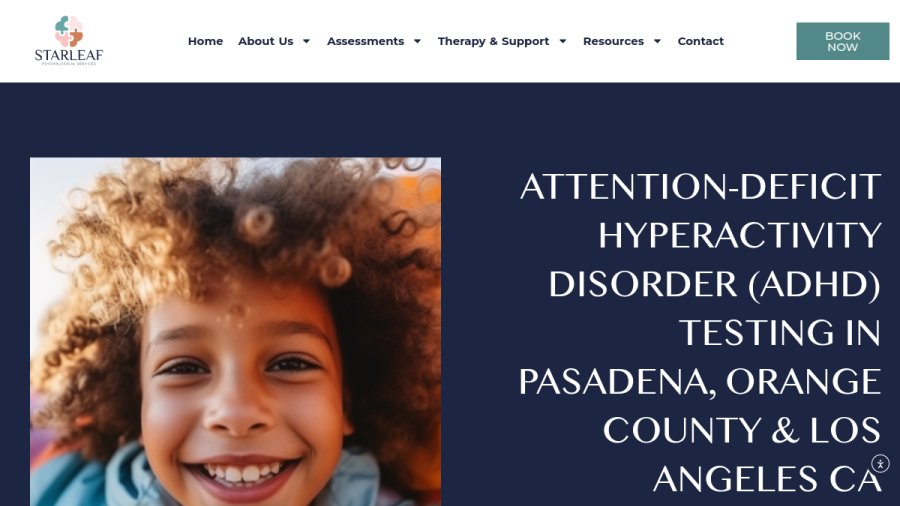 Screenshot of the Starleaf Psychological Services website