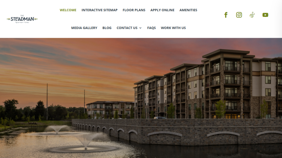 Screenshot of the The Steadman Apartments website