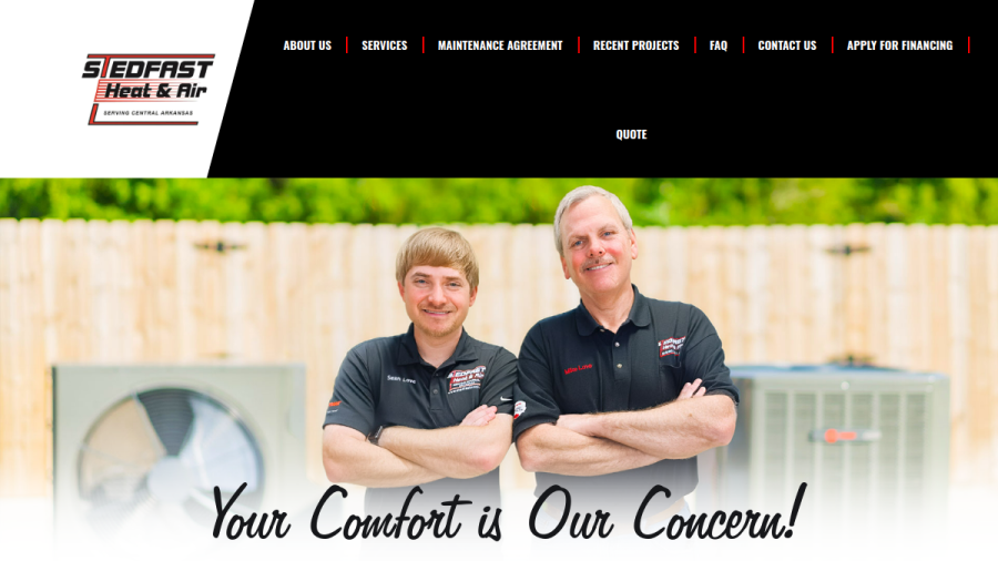 Screenshot of the Stedfast Heat & Air website