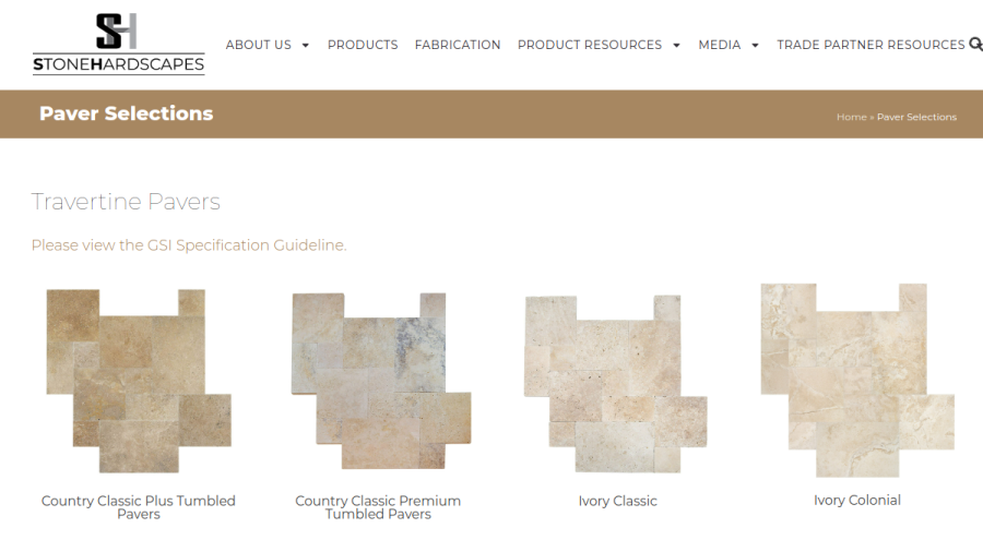 Screenshot of the StoneHardscapes, LLC website