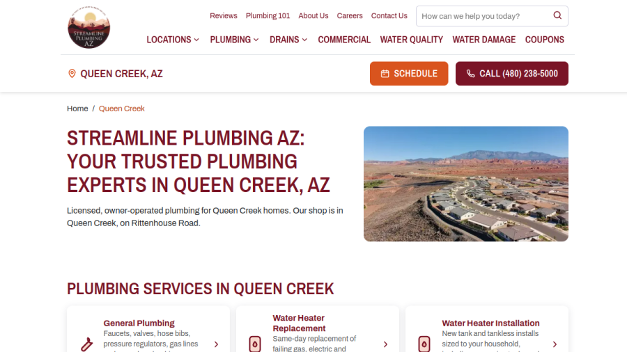 Streamline Plumbing AZ website