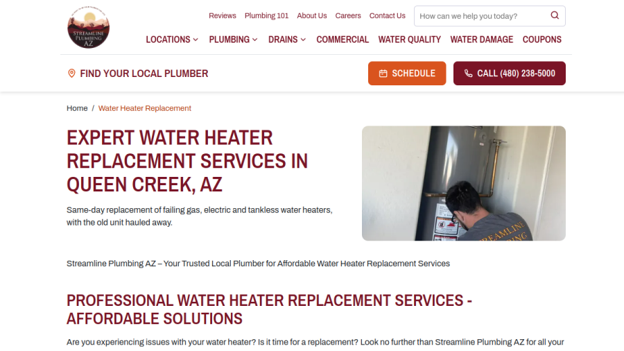 Streamline Plumbing AZ website