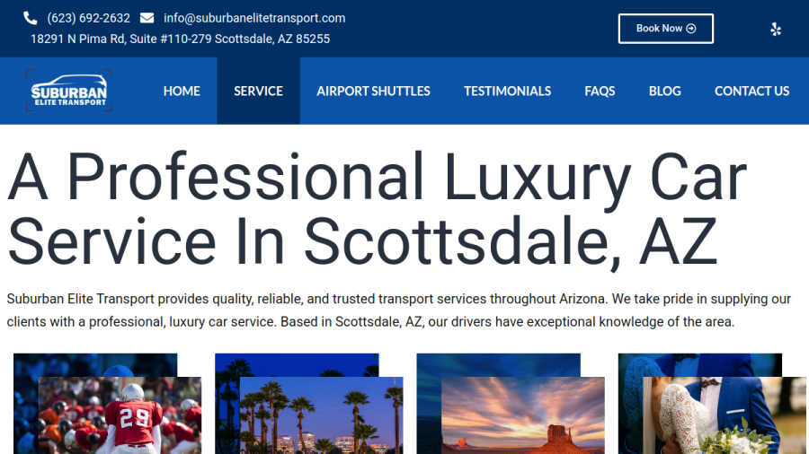 Suburban Elite Transport website screenshot