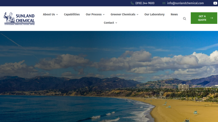 Screenshot of the Sunland Chemical & Research website