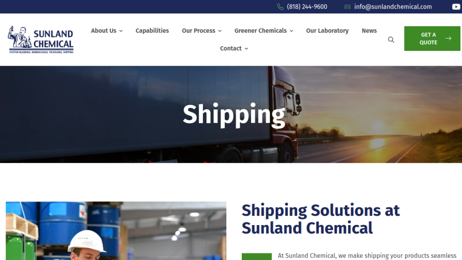 Sunland Chemical & Research website screenshot