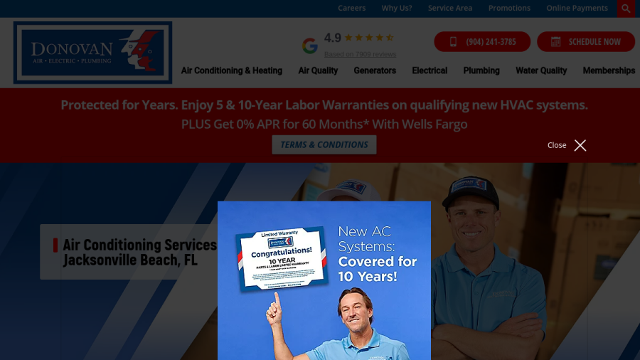 Screenshot of the Superior Service website