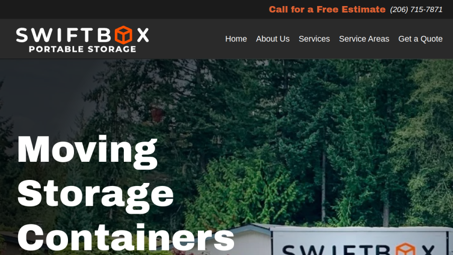 Screenshot of the Swiftbox Portable Storage website