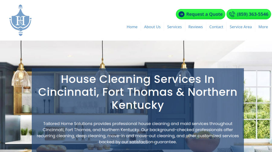Screenshot of the Tailored Home Solutions, LLC website